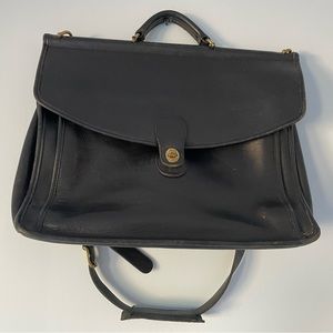 COACH VINTAGE USA BLACK TURN LOCK LEATHER SHOULDER BAG CROSSBODY PURSE WILLIS